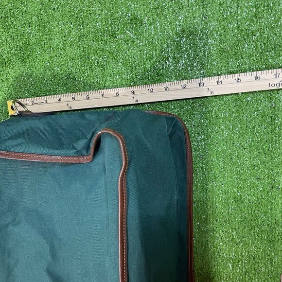 Vintage Polo Ralph Lauren Green Brown Large Duffle Bag Canvas Weekender Travel - Picture 6 of 8
